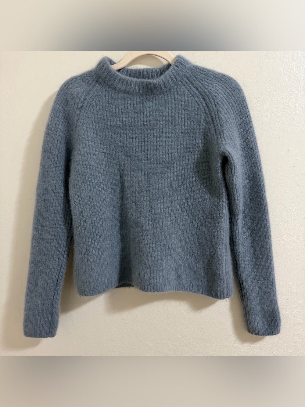 Quince Mongolian Cashmere Fisherman Crewneck size XS Dusty Blue Relaxed fit - Picture 2 of 10